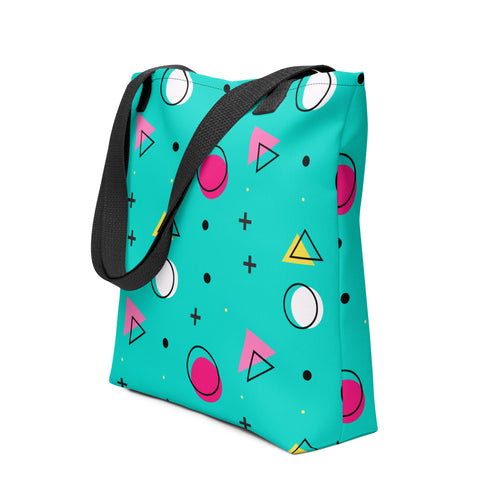 Retro Geometric Fusion Designer Tote Bag