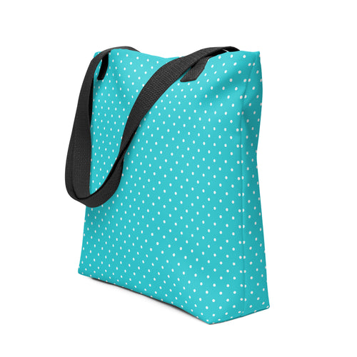 Turquoise Mini Polka Dots Print Tote bag