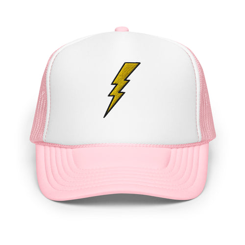 Preppy Pink Lightning Bolt Foam Trucker Hat