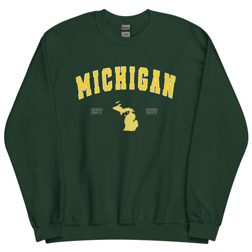 Preppy Green Michigan State Unisex Crewneck Sweatshirt