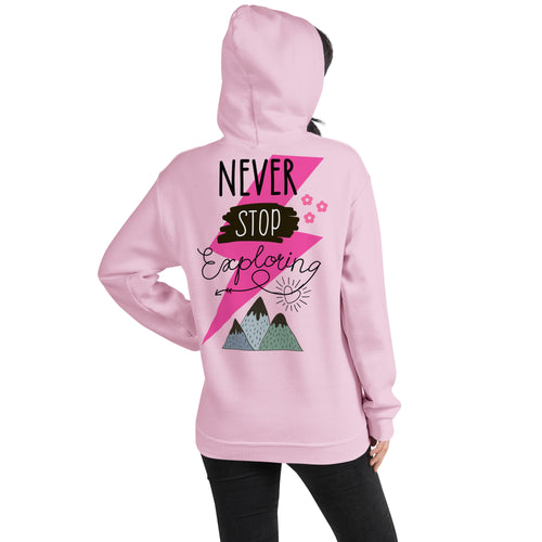 Preppy Never Stop Exploring Mountains Hoodie for Women