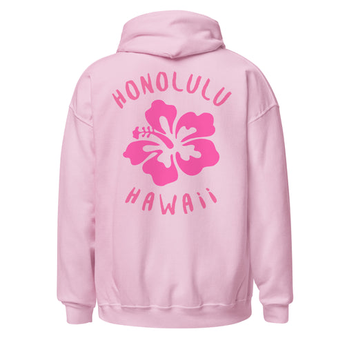 Preppy Honolulu Hawaii Pink Hibiscus Beach Hoodie for Women